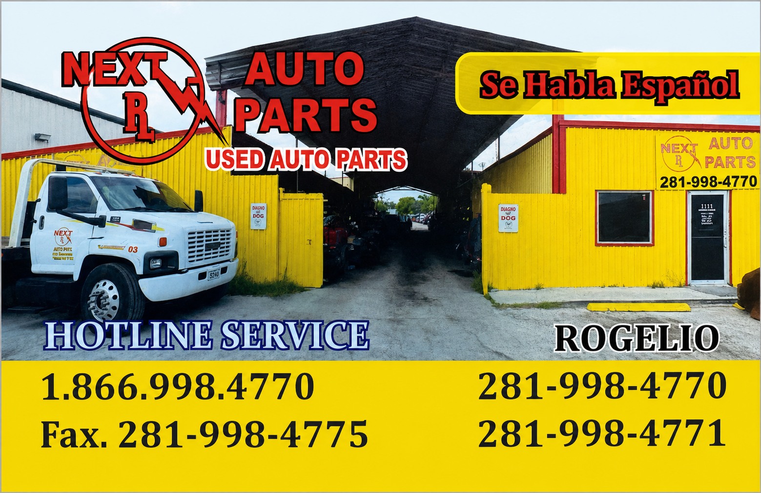 NEXT Auto Parts business card front